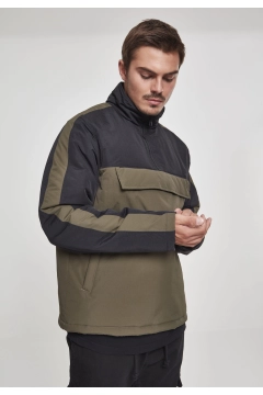 2-Tone Padded Pull Over Jacket - Olive / Schwarz