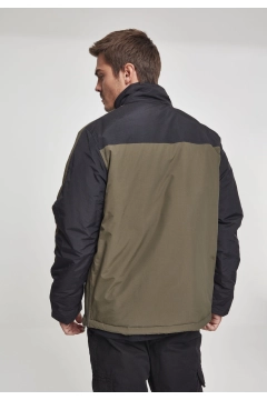 2-Tone Padded Pull Over Jacket - Olive / Schwarz