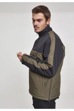 2-Tone Padded Pull Over Jacket - Olive / Schwarz