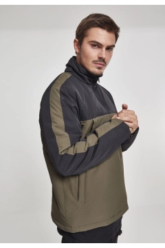 2-Tone Padded Pull Over Jacket - Olive / Schwarz