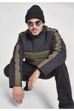 2-Tone Padded Pull Over Jacket - Olive / Schwarz