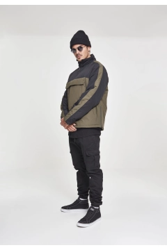 2-Tone Padded Pull Over Jacket - Olive / Schwarz