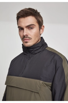 2-Tone Padded Pull Over Jacket - Olive / Schwarz