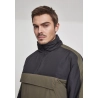 2-Tone Padded Pull Over Jacket - Olive / Schwarz