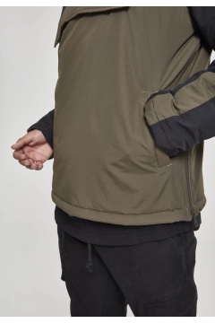 2-Tone Padded Pull Over Jacket - Olive / Schwarz
