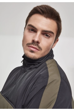 2-Tone Padded Pull Over Jacket - Olive / Schwarz
