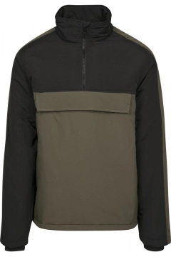 2-Tone Padded Pull Over Jacket - Olive / Schwarz