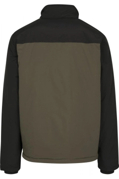 2-Tone Padded Pull Over Jacket - Olive / Schwarz