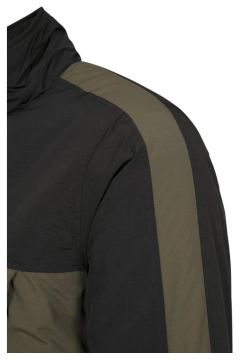 2-Tone Padded Pull Over Jacket - Olive / Schwarz