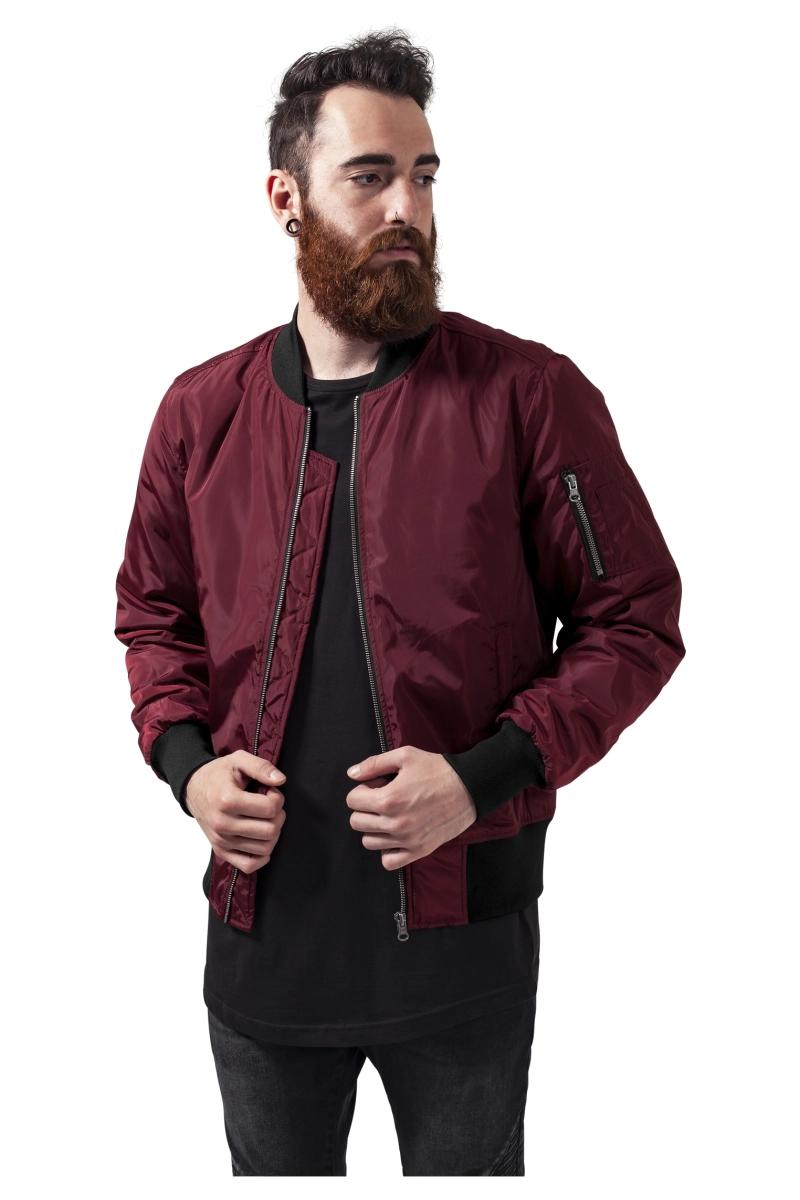 2-Tone Bomber Jacket - Burgundy